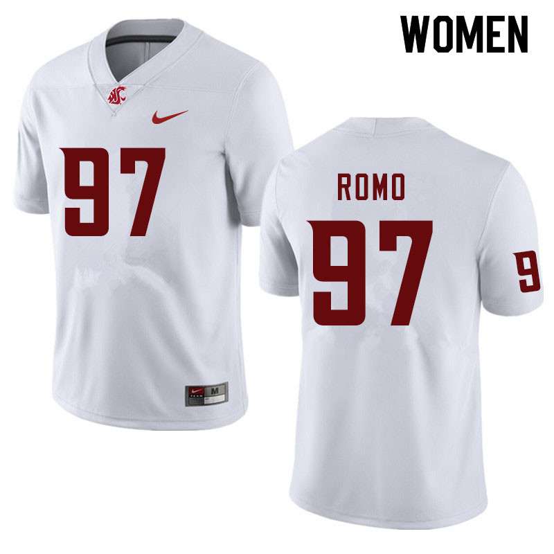Women #97 Rudder Romo Washington State Cougars College Football Jerseys Sale-White